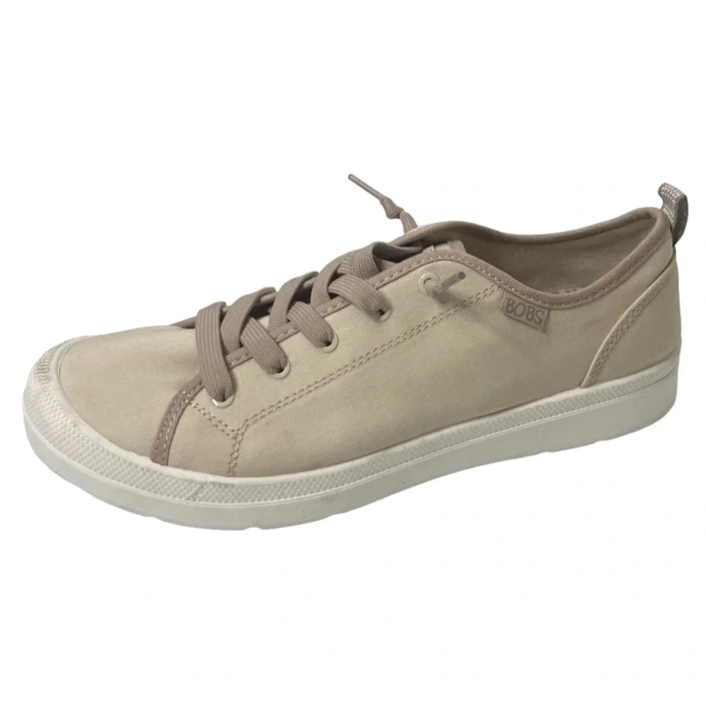 BOBS Sketchers Beyond Simply Earthy Tan Laced Slip On Canvas Sneakers Size 11